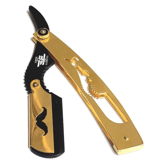 Gold & Black Straight Edge Shaving Razor - Picture 1 of 5